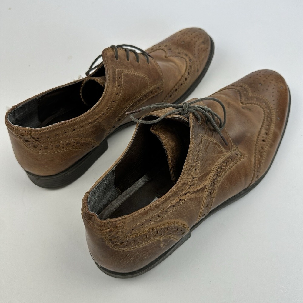 Steve Madden Neville Wingtip Oxford Dress Shoes Brown Leather Men's Size 12 - Picture 6 of 15
